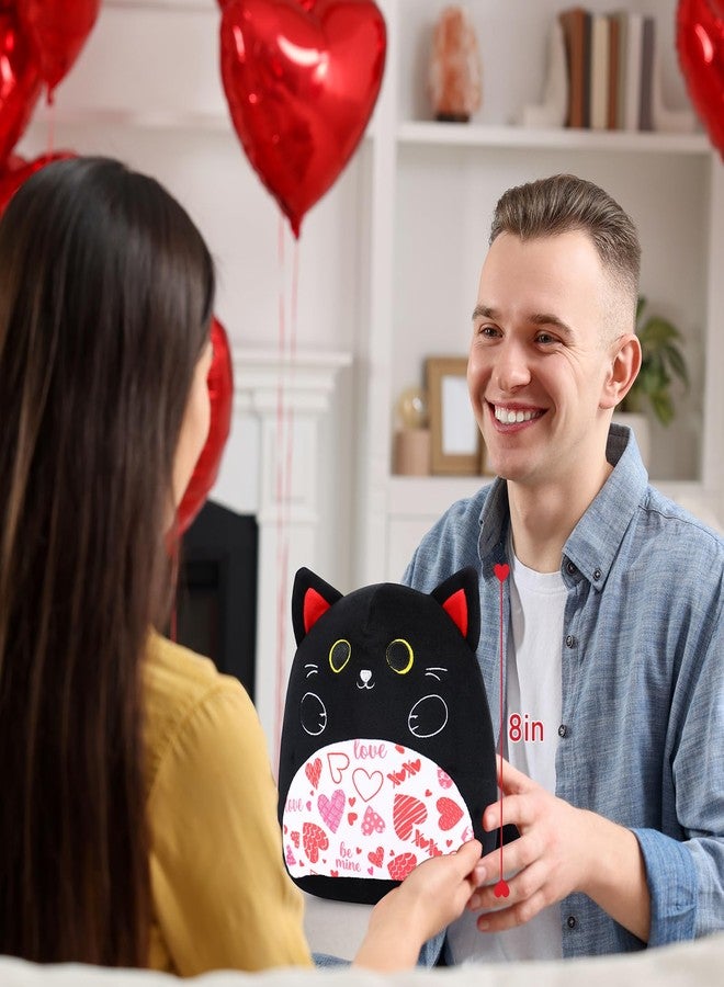 refavor Valentines Cat Stuffed Animal - 8 Inch Black Cat Plush Cute Stuffed Animals Gift, Plush Pillow Valentines Stuffed Animals for Kids Friends Lover - Image 3
